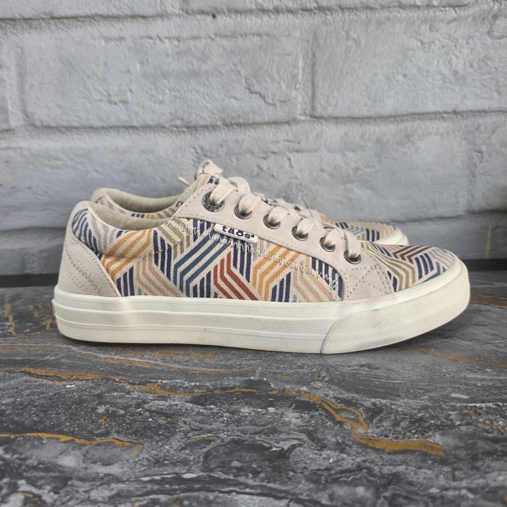 Taos Plim Soul Chevron Geometric Canvas Sneakers Women's Size 7 Low Top Shoes